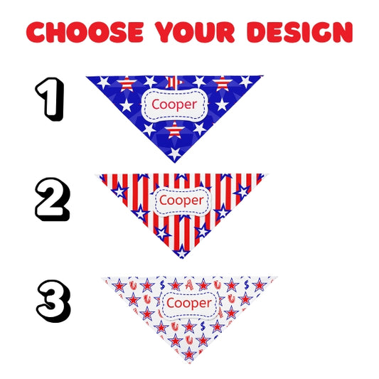 Personalized Stars & Stripes Dog Bandana – Choose Your Design