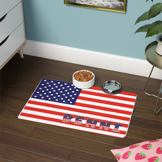 Custom Dog Placemat with USA Flag & Name – Personalized Pet Mat