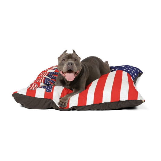 Custom Dog Bed with your Dog's Name & USA Flag – Bold Patriotic Design