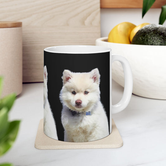 Black & White Custom Photo Mug – Personalized Dog Portrait Coffee Cup