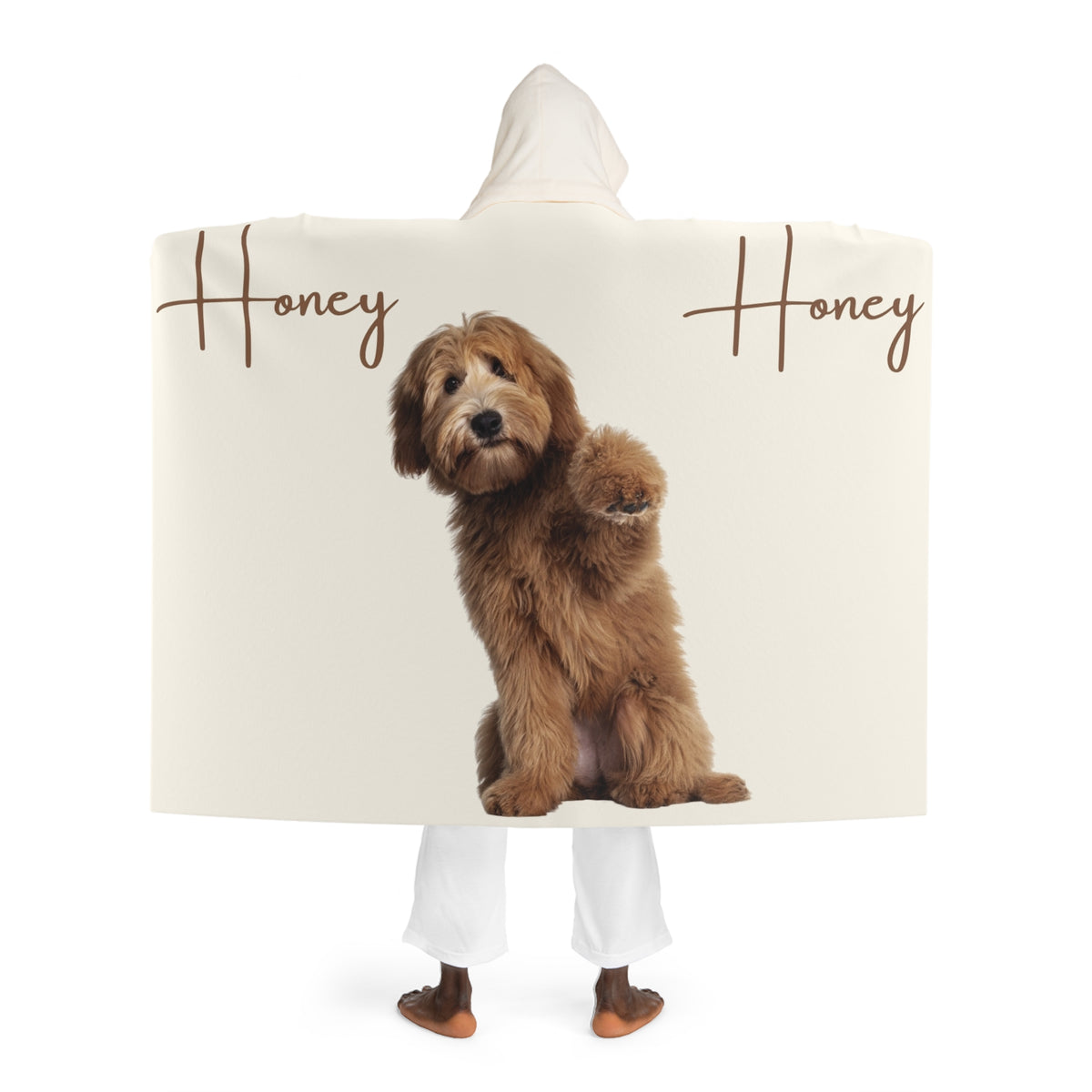 1 dog custom photo & name hooded blanket
