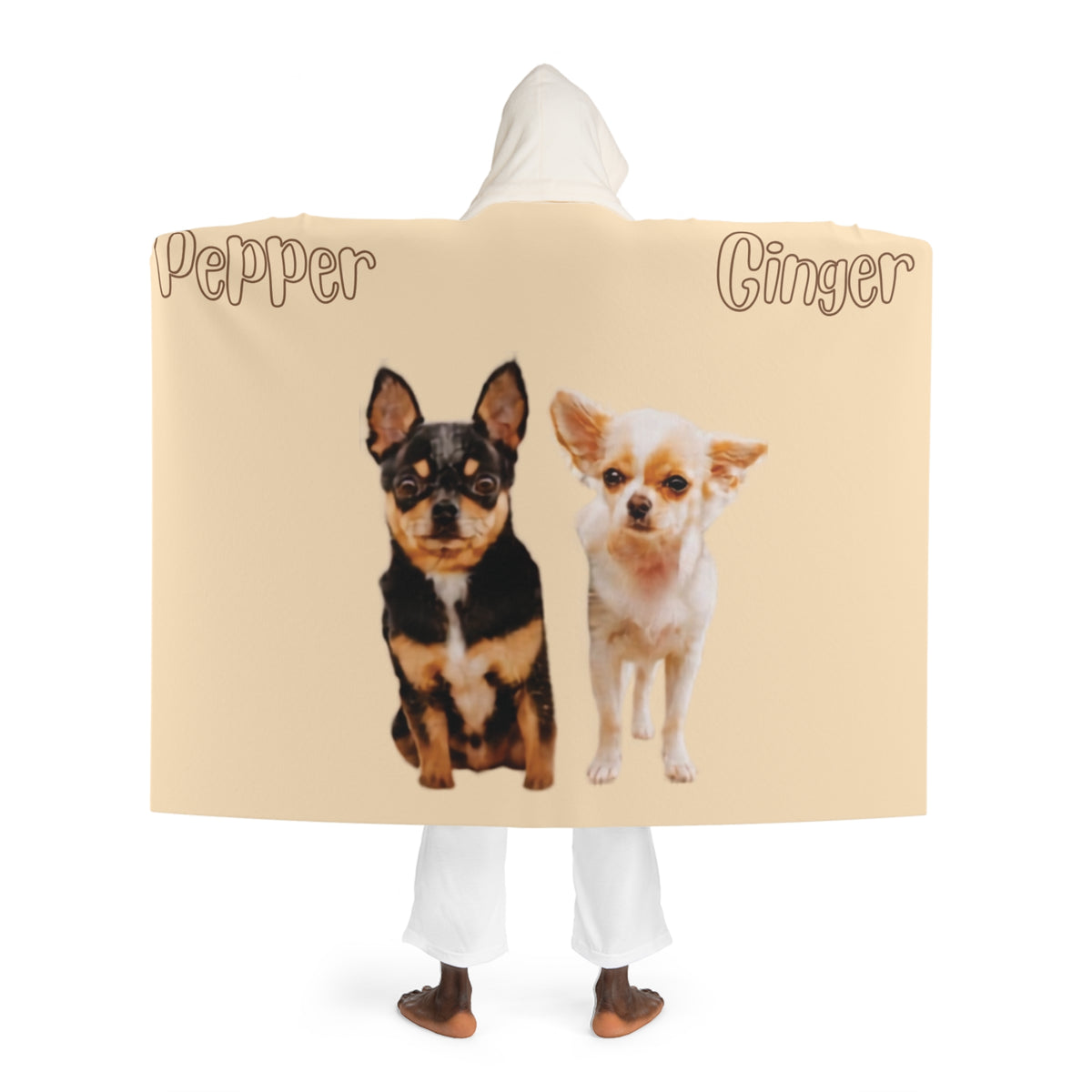 2 dogs custom photo & name hooded blanket (Copy)