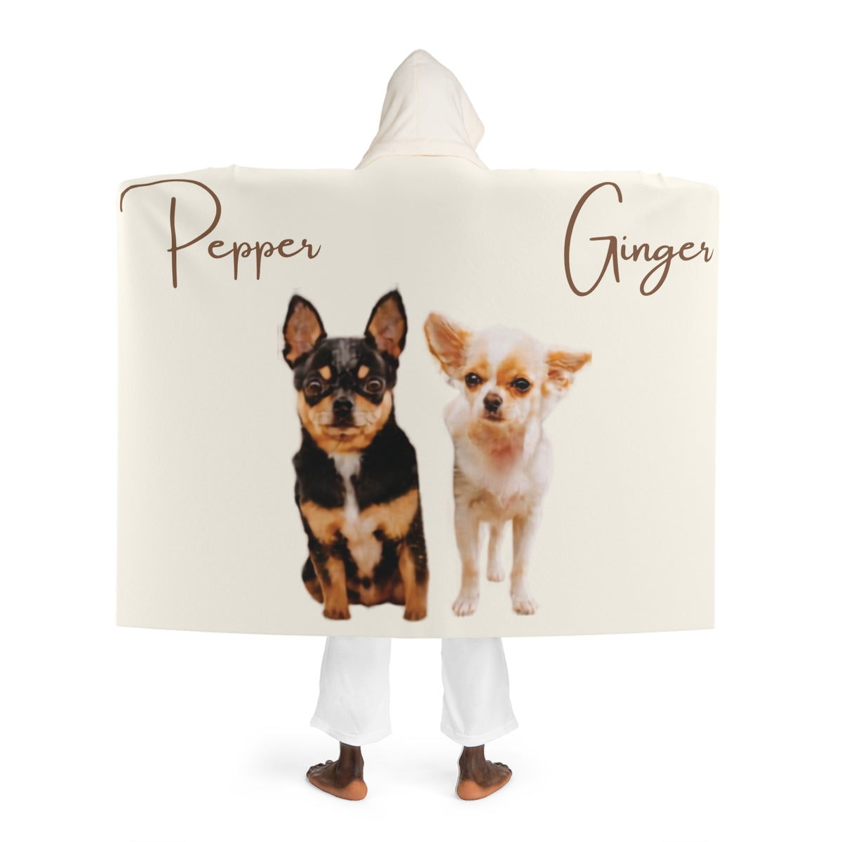 2 dogs custom photo & name hooded blanket (Copy)