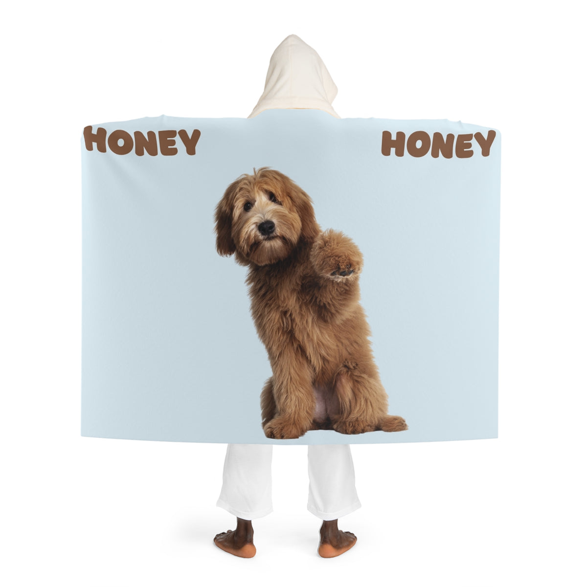 1 dog custom photo & name hooded blanket