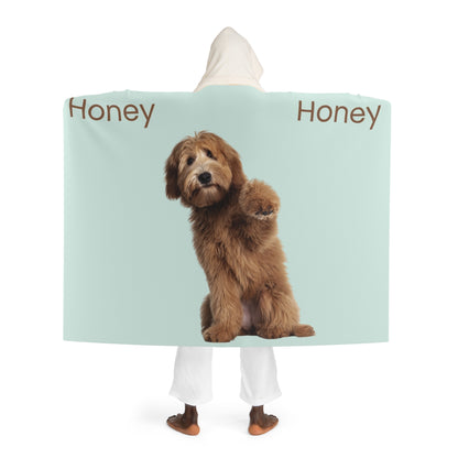 1 dog custom photo & name hooded blanket