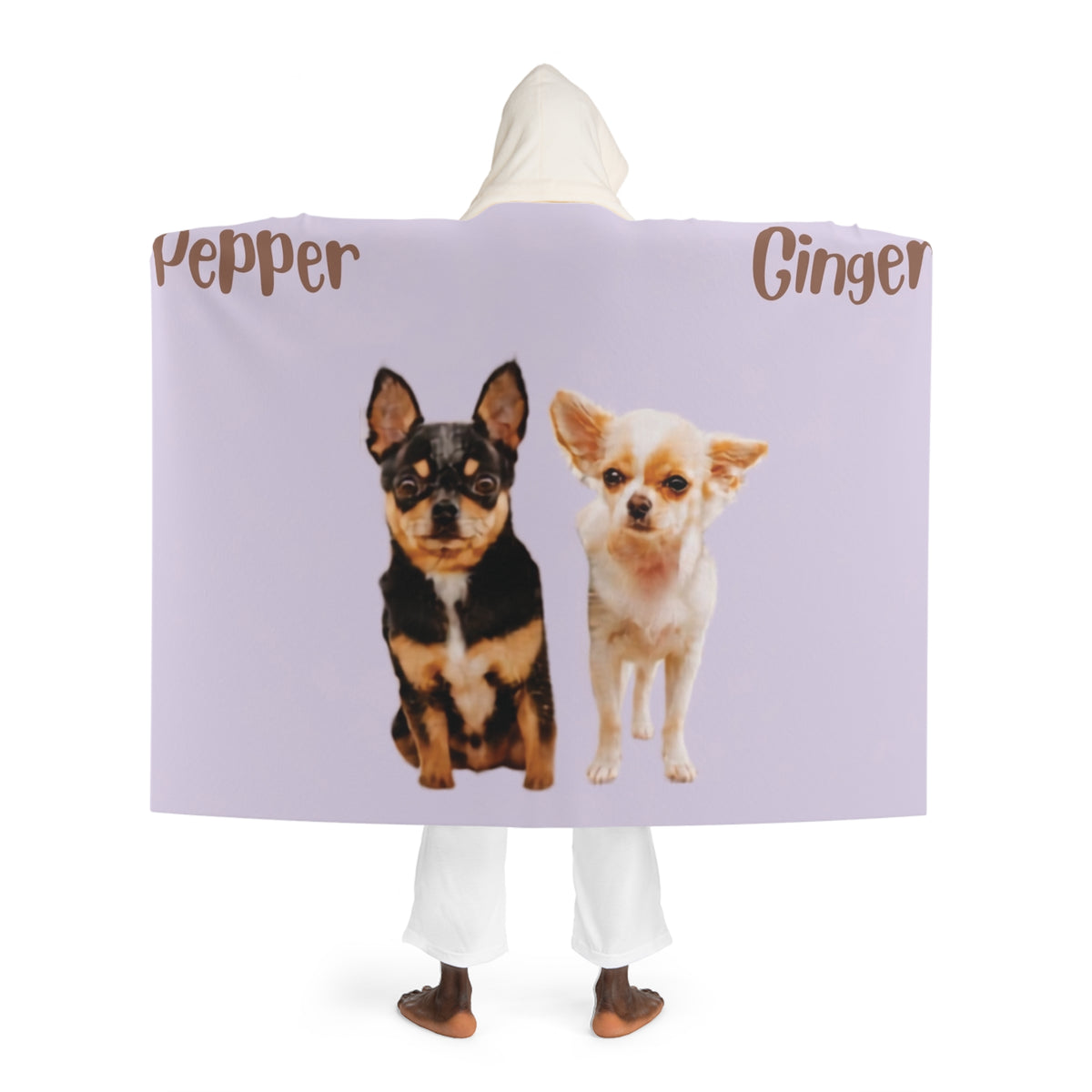 2 dogs custom photo & name hooded blanket (Copy)