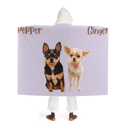 2 dogs custom photo & name hooded blanket (Copy)