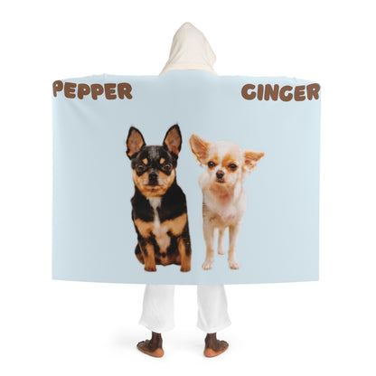 2 dogs custom photo & name hooded blanket (Copy)