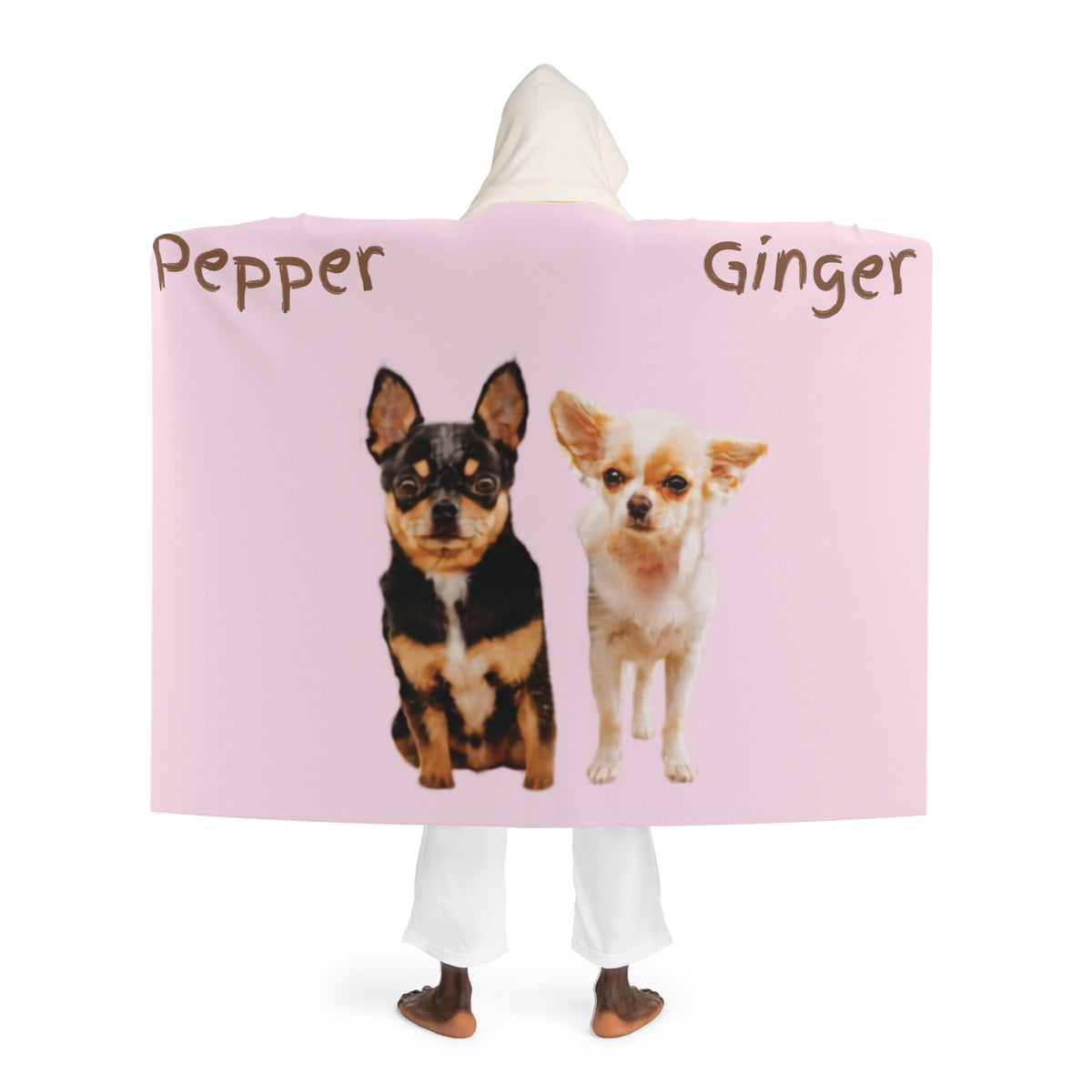 2 dogs custom photo & name hooded blanket (Copy)