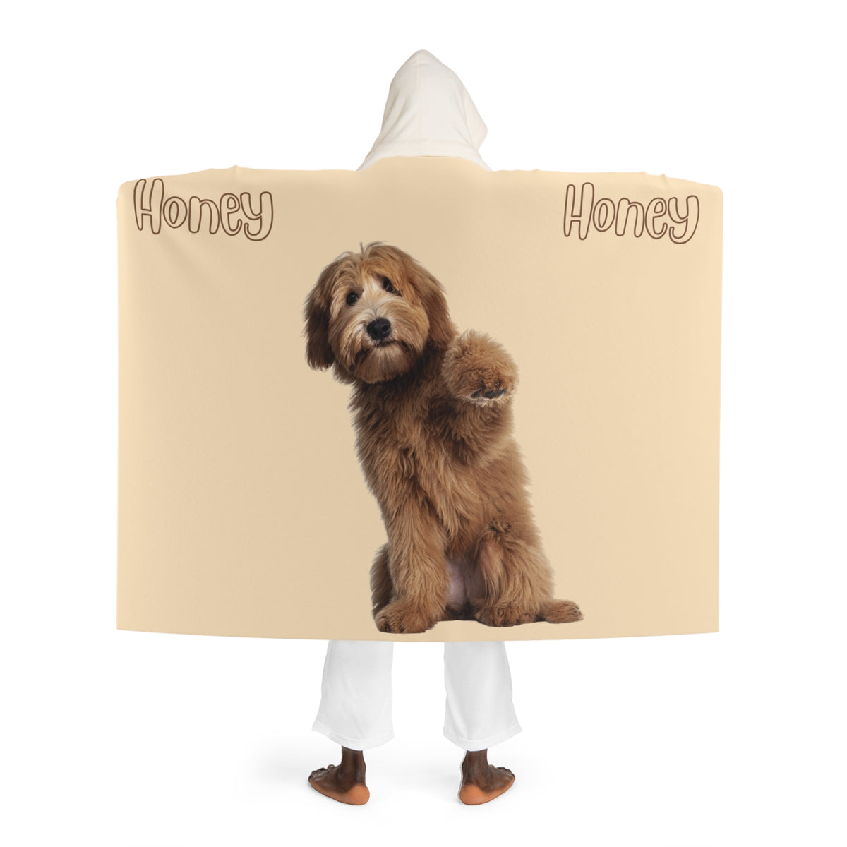 1 dog custom photo & name hooded blanket