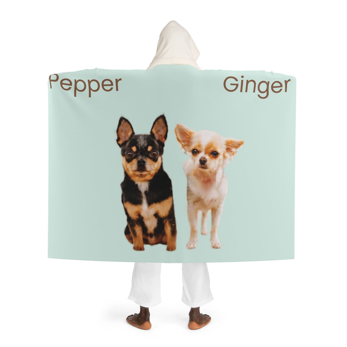 2 dogs custom photo & name hooded blanket (Copy)