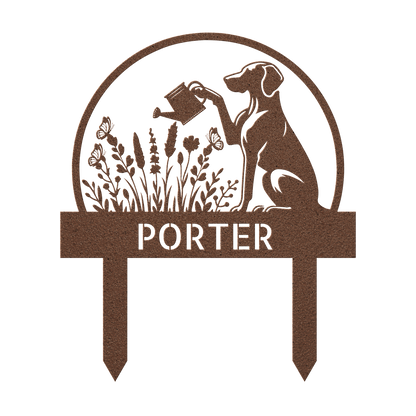 Custom Dog's Name Garden Sign – Watering Can & Flower Design