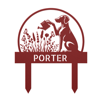 Custom Dog's Name Garden Sign – Watering Can & Flower Design