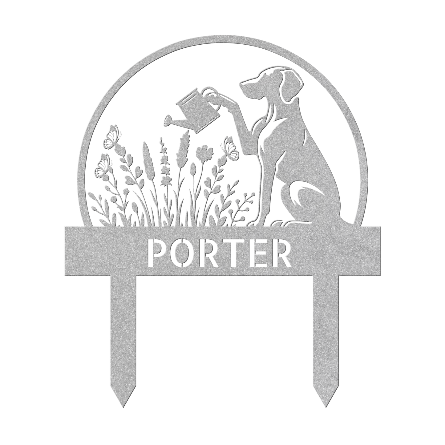 Custom Dog's Name Garden Sign – Watering Can & Flower Design