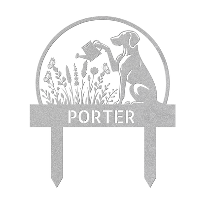 Custom Dog's Name Garden Sign – Watering Can & Flower Design