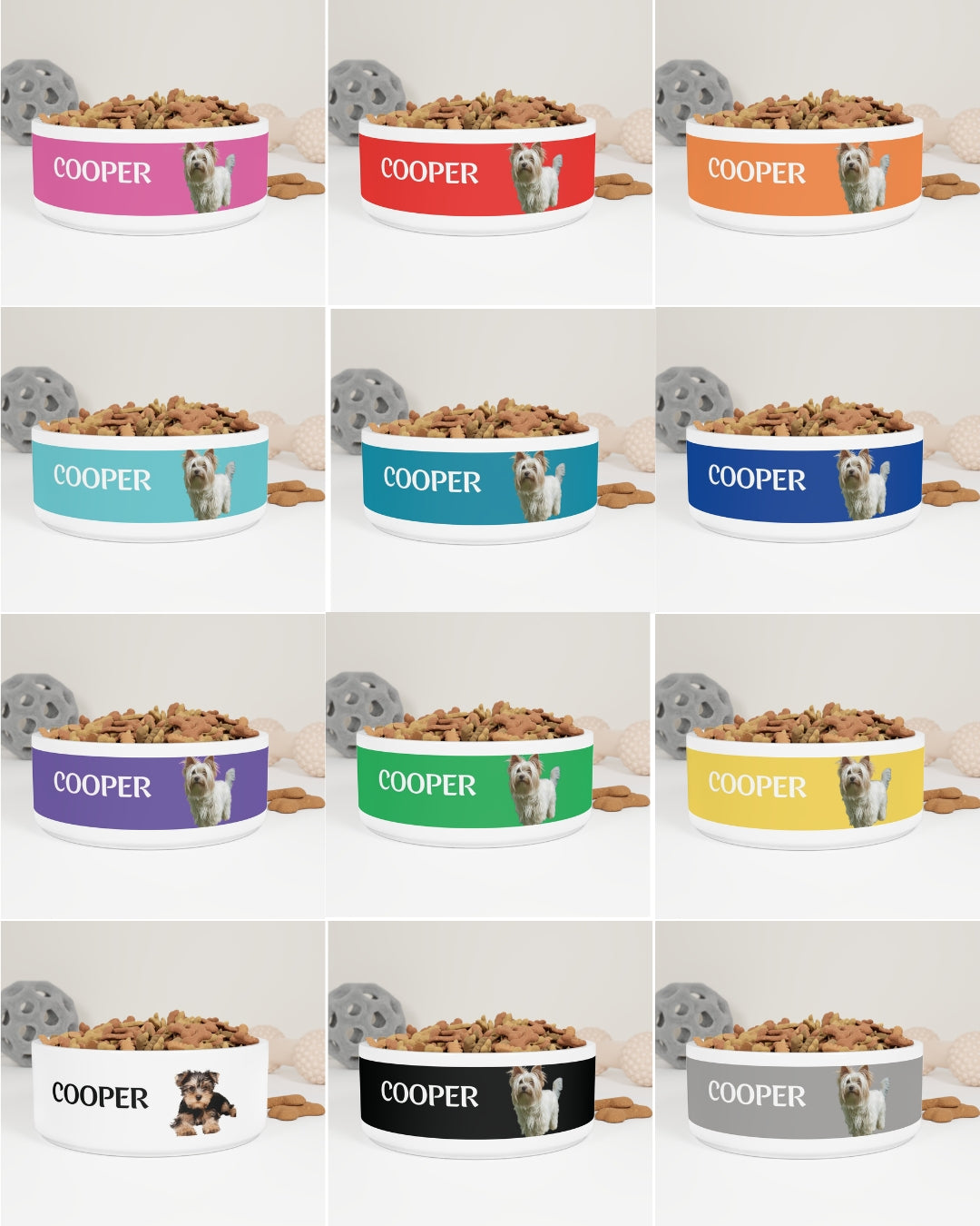 Custom Dog Bowl with Photo & Name – 12 Bold Colors