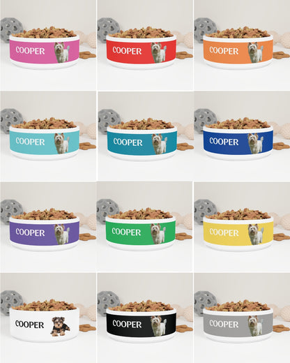 Custom Dog Bowl with Photo & Name – 12 Bold Colors