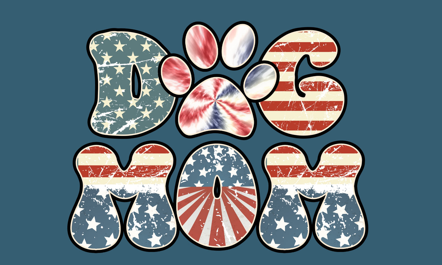 Dog Mom Patriotic Door Mat – Stars & Stripes Paw Print Design