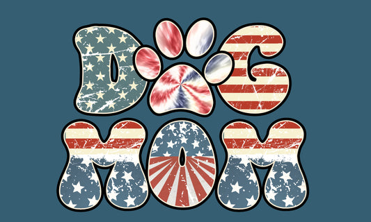 Dog Mom Patriotic Door Mat – Stars & Stripes Paw Print Design