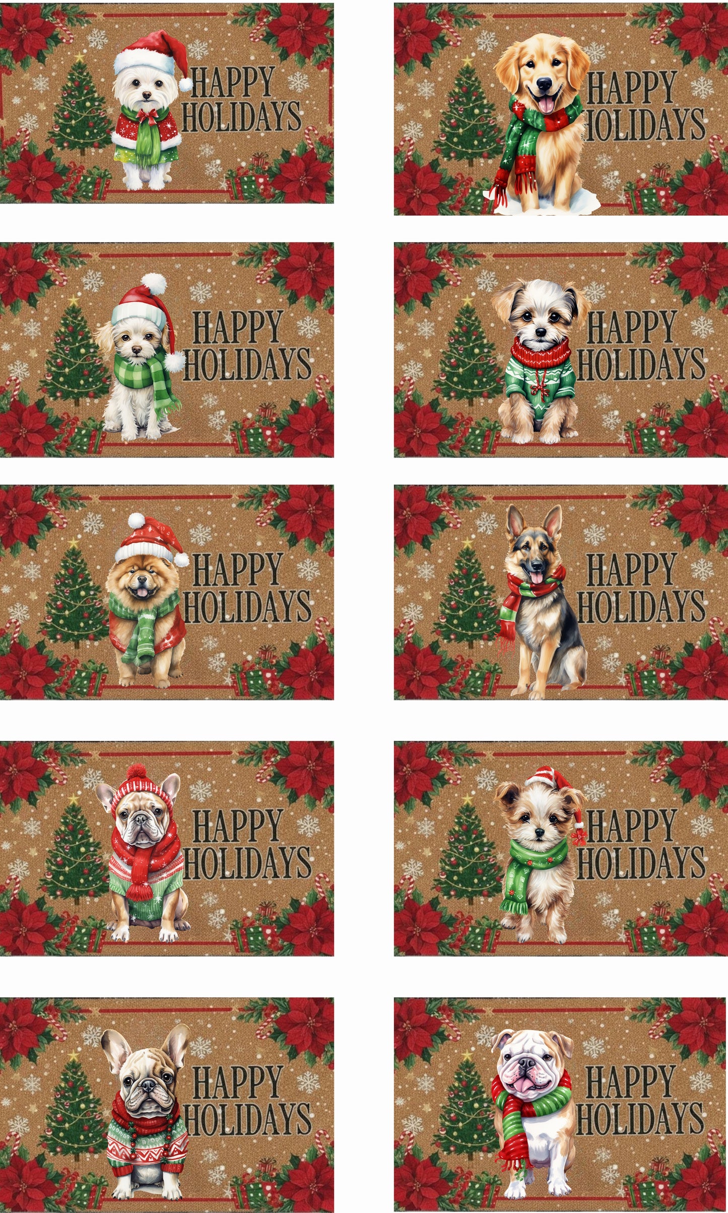 Personalized Holiday Dog Breed Doormat – 18 Festive Variations with Christmas Design