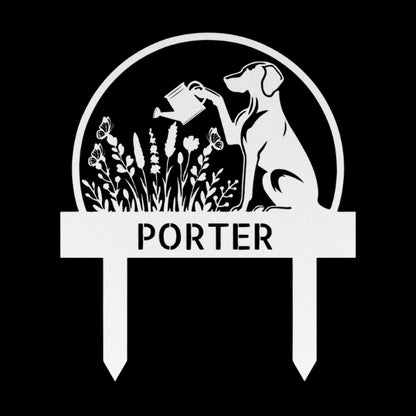 Custom Dog's Name Garden Sign – Watering Can & Flower Design