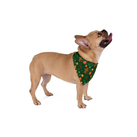 Gingerbread Christmas Dog Bandana – Festive Cookies, Holly & Snowflakes