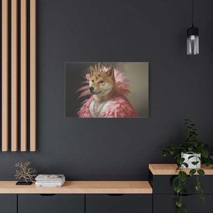 The Fancy Monarch – Custom Dog Portrait with Crown and Feathers