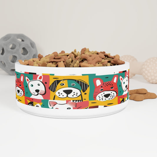 Colorful Dog Face Bowl – Fun Cartoon Design for Pets