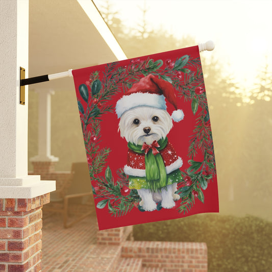Custom Holiday Dog Flag or Garden Banner – 18 Breed Options, Red or White Background