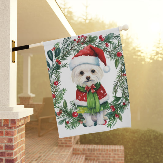 Custom Holiday Dog Flag or Garden Banner – 18 Breed Options, Red or White Background