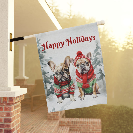 Custom Holiday Dog House Flag or Garden Banner – 1 or 2 Dogs, 18 Breed Options