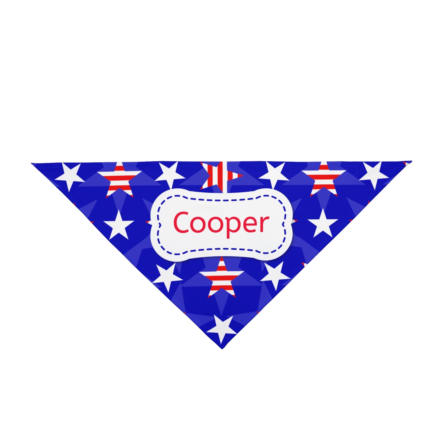 A bold red, white & blue look made personal with your dog’s name