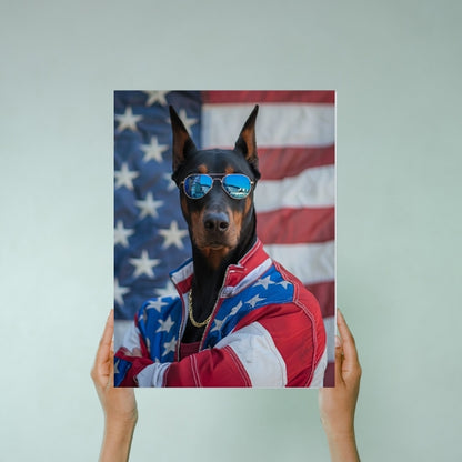 The Patriot – Custom Dog Portrait on Canvas