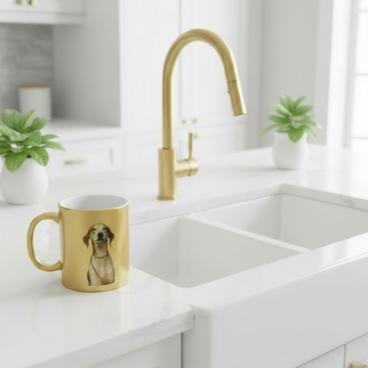 Gold Metallic Mug with Custom Dog Photo