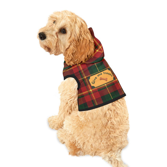 Give Me Treats Plaid Dog Hoodie