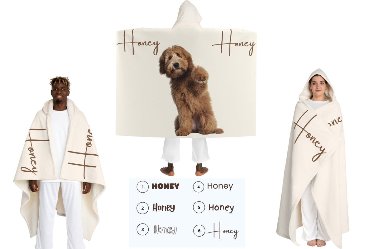 1 dog custom photo & name hooded blanket