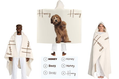 1 dog custom photo & name hooded blanket