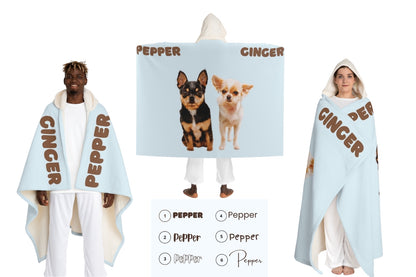 2 dogs custom photo & name hooded blanket (Copy)