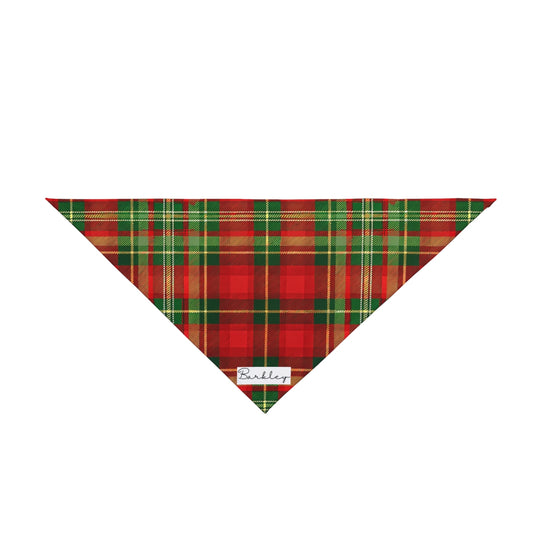 Personalized Christmas Plaid Dog Bandana – Custom Name Label