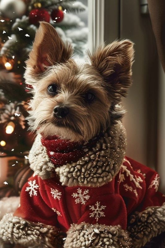 Cozy Christmas Glow – Custom Dog Holiday Canvas