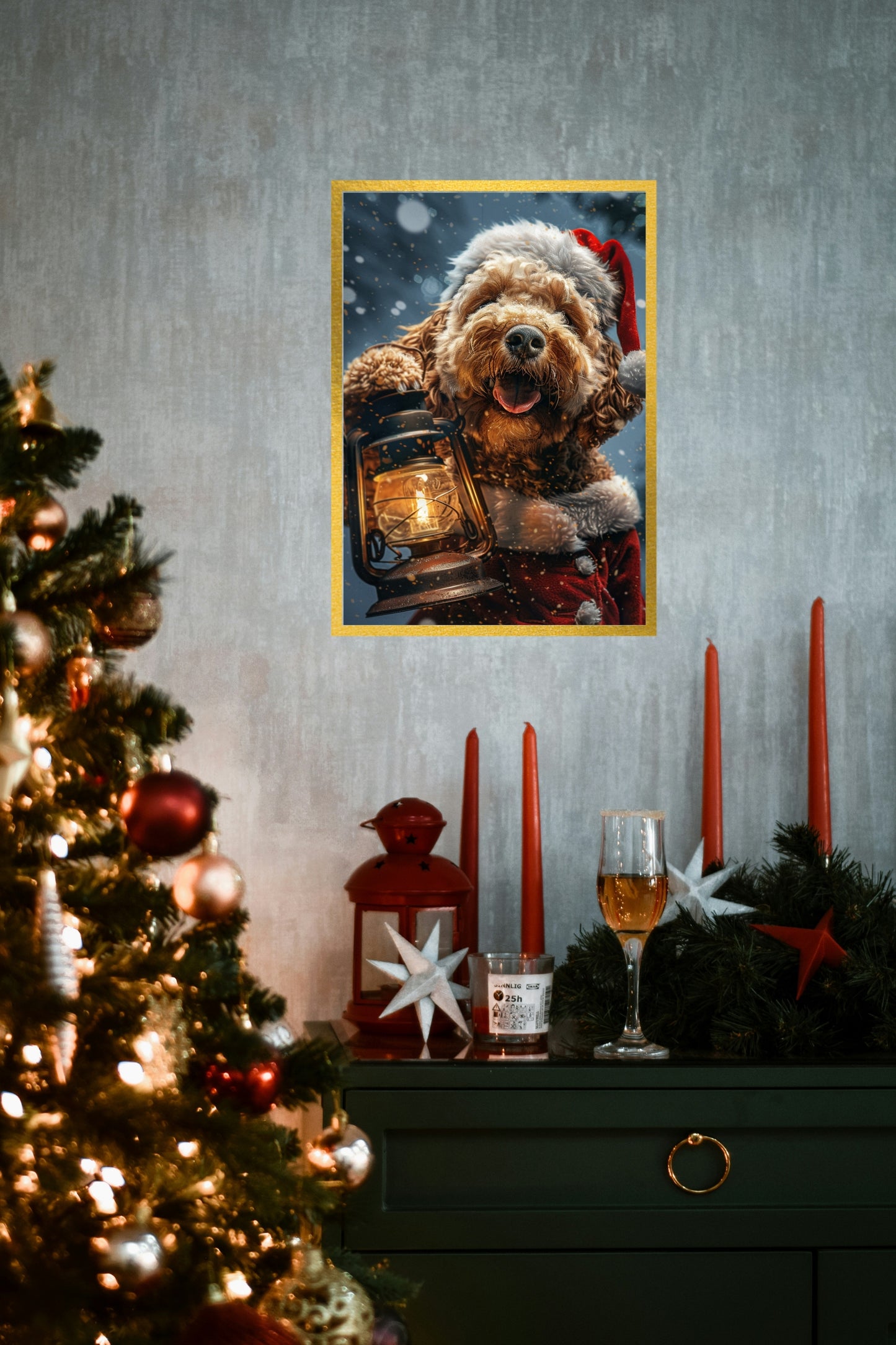 Santa’s Little Helper – Custom Dog Christmas Canvas