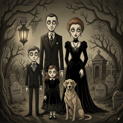 Custom Halloween Family Portrait Poster – Gothic Addams Family Style (5 Design Options)