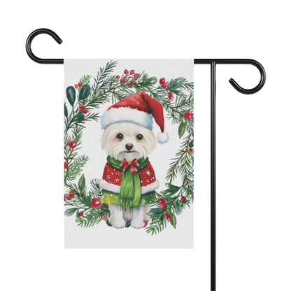Custom Holiday Dog Flag or Garden Banner – 18 Breed Options, Red or White Background